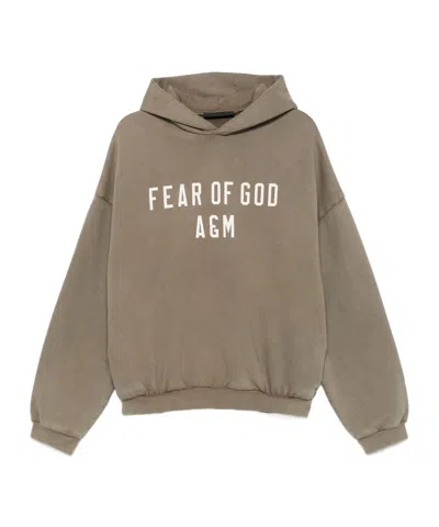 Essentials Logo-print Hoodie In Brown
