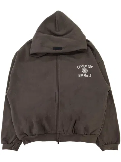 Essentials Logo-print Hoodie In Brown