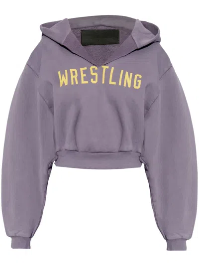 Essentials Logo-print Hoodie In Purple
