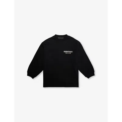 Essentials Kids' Logo-print Long-sleeve Cotton-jersey T-shirt 2-16 Y In Black