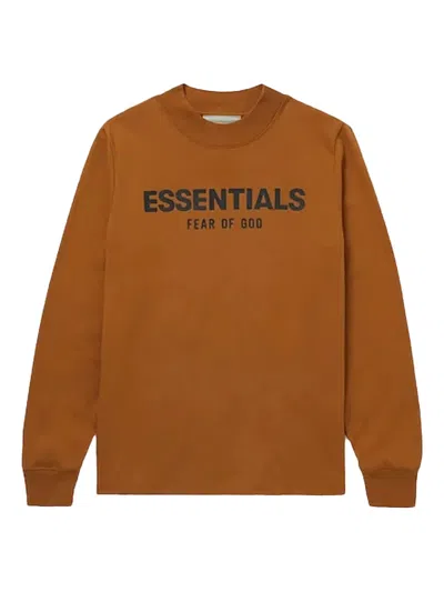 Essentials Logo-print Long-sleeve Sweater In Brown