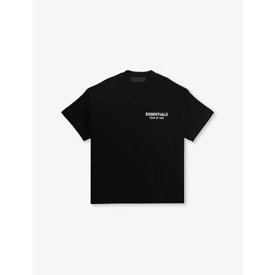 Essentials Kids' Black Logo-print Short-sleeve Cotton-jersey T-shirt 2-16 Y
