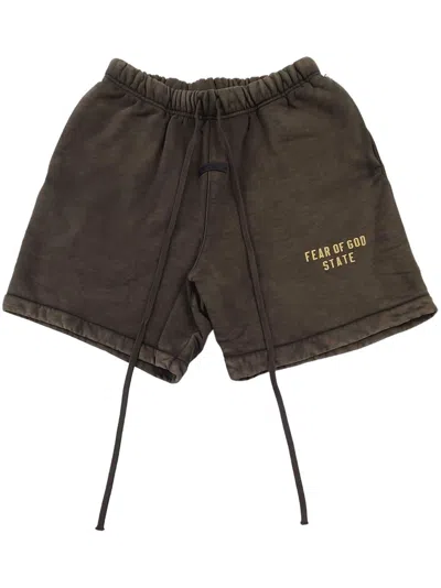 Essentials Logo-print Shorts In Brown