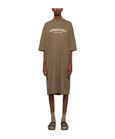 Essentials Logo-print T-shirt Dress In Brown