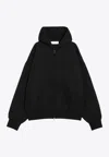 Essentials Logo Print Zip-up Hooded Sweatshirt In Black