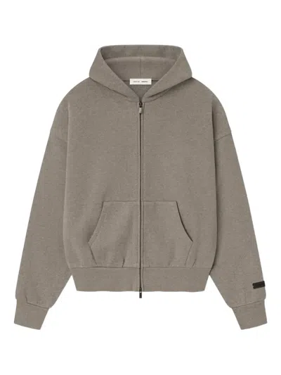 Essentials Logo-print Zip-up Hoodie In Gray
