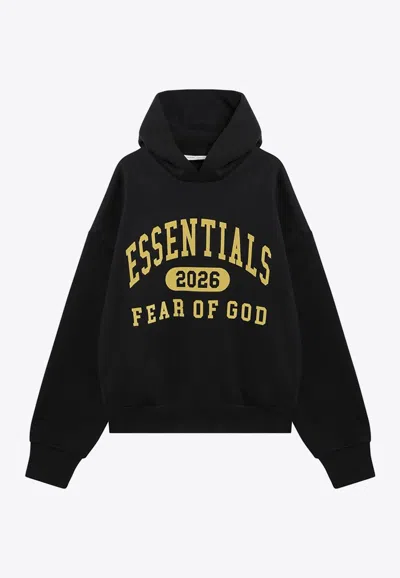 Essentials Logo-printed Hooded Sweatshirt In Black