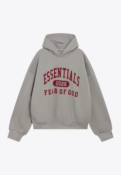 Essentials Logo-printed Hooded Sweatshirt In Gray