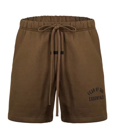 Essentials Logo Printed Shorts In Brown
