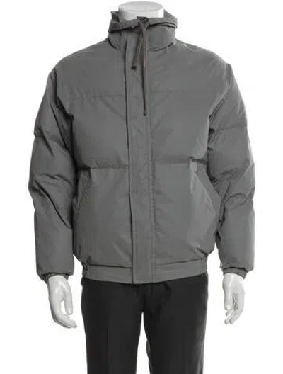Pre-owned Essentials Logo Puffer Coat In Gray