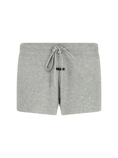 Essentials Logo-patch Shorts In Gray