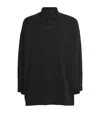 Essentials Black Logo Patch Long Sleeve Polo In Black