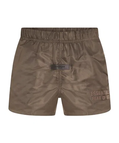 Essentials Logo Track Shorts In Brown