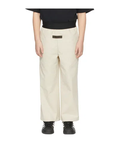 Essentials Logo-waist Straight-leg Trousers In White