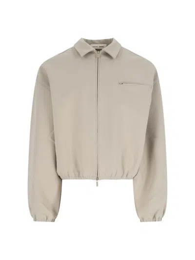 Essentials Logo Zip Jacket In Neutral