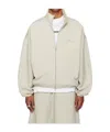 Essentials Beige Modern Fit Fleece Track Jacket In Neutral