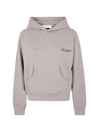Essentials Logo-detail Hoodie In Brown