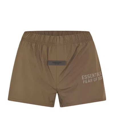 Essentials Logo-detail Shorts In Brown