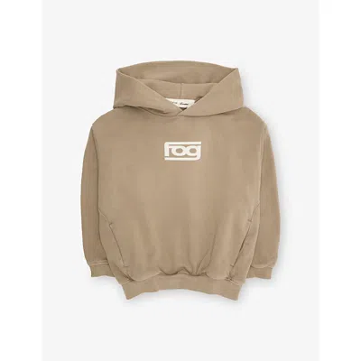 Essentials Kids' Logo-embellished Cotton Hoody 14-16 Years Washed Clay In Neutral