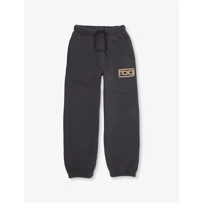Essentials Kids' Logo-embellished Cotton Jogging Bottoms 2-16 Years Washed Vintage Black