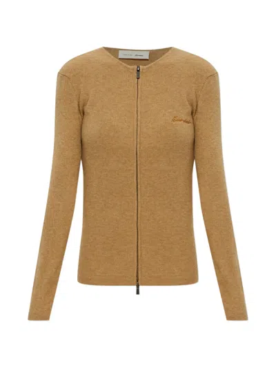 Essentials Logo-embroidered Cardigan In Brown