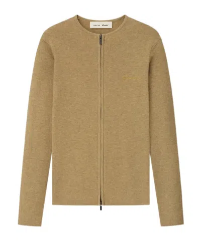 Essentials Logo-embroidered Cardigan In Nude