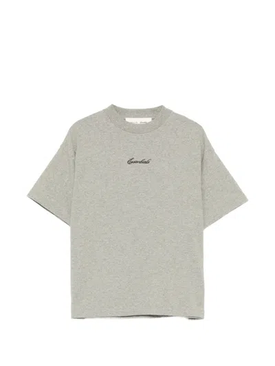 Essentials Kids' Logo-embroidered Crew Neck T-shirt In Gray