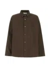 Essentials Logo-embroidered Overshirt In Brown