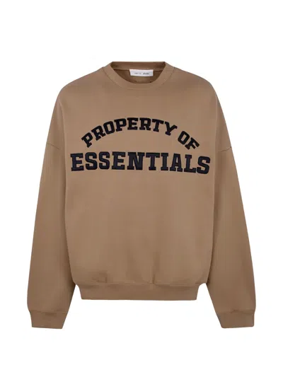 Essentials Logo-embroidery Sweatshirt In Brown