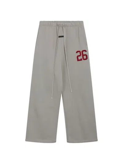 Essentials Logo-patch Drawstring Track Pants In Gray