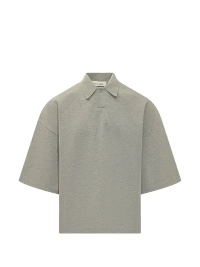 Essentials Logo-patch Polo Shirt In Gray