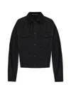 Essentials Black Textured Nylon Trucker Jacket In Black