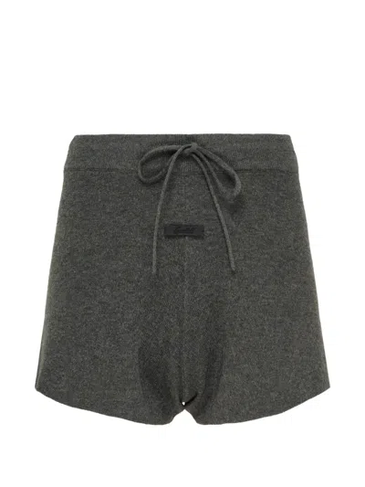 Essentials Logo-patch Shorts In Gray