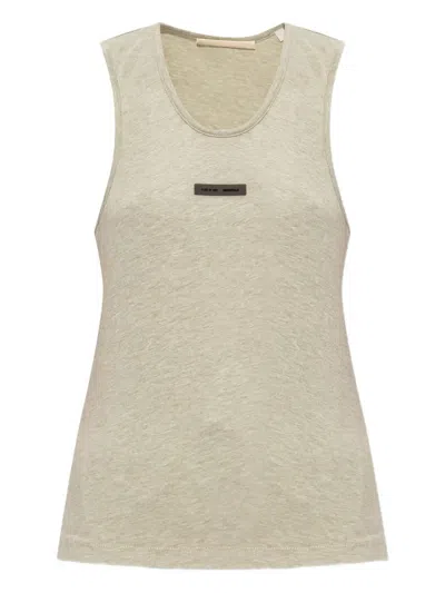Essentials Logo-patch Sleeveless Tank Top In Neutral