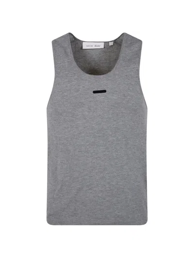 Essentials Grey Ribbed Cotton-blend Tank Top In Gray