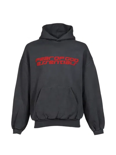 Essentials Logo-print Cotton Hoodie In Gray