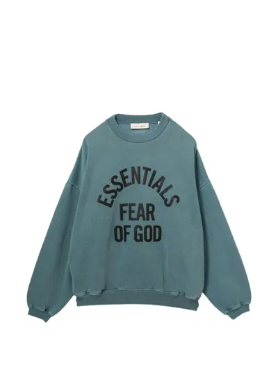 Essentials Logo-print Crew Neck Sweater In Blue