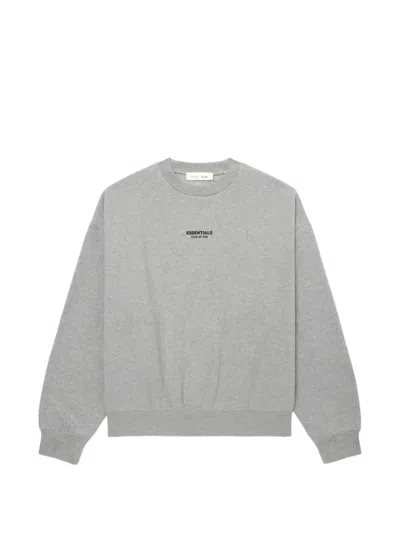 Essentials Logo-print Crew-neck Sweater In Gray