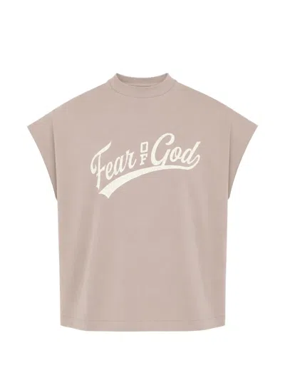 Essentials Logo-print Cut Off T-shirt In Neutral
