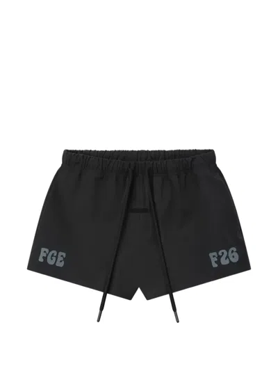Essentials Logo-print Drawstring Shorts In Black