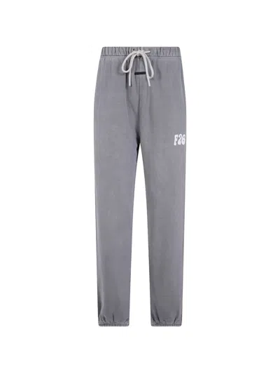 Essentials Logo-print Drawstring Track Pants In Gray