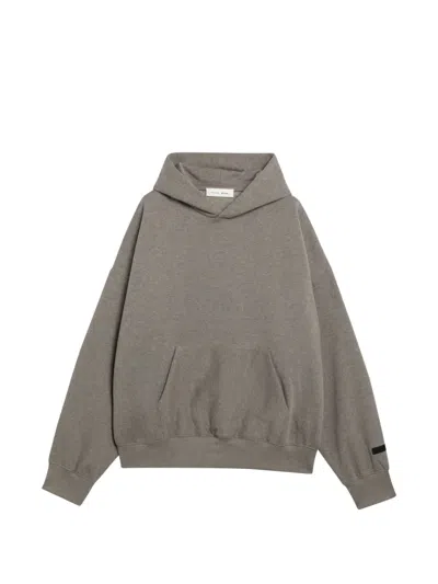 Essentials Logo-print Drop-shoulder Hoodie In Gray