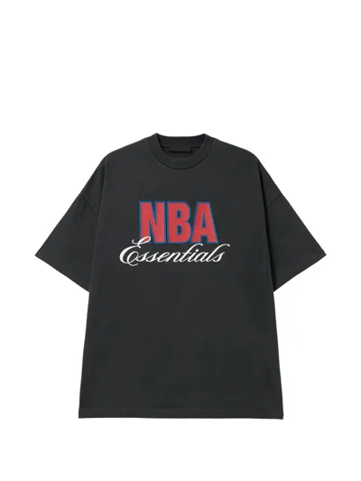 Essentials Logo-print Drop-shoulder T-shirt In Black