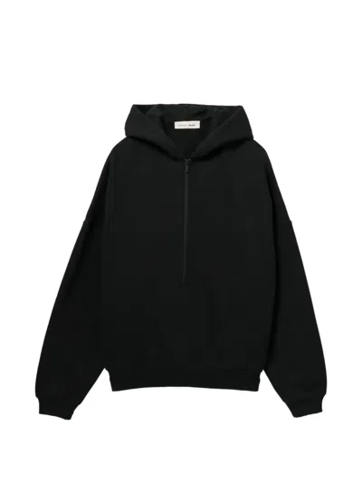 Essentials Logo-print Half-zip Hoodie In Black