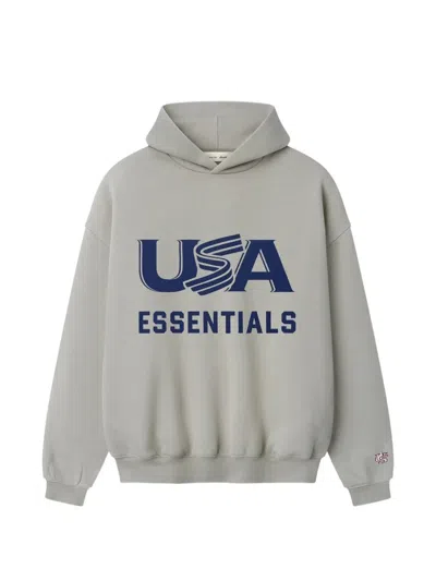 Essentials Logo-print Hoodie In Gray