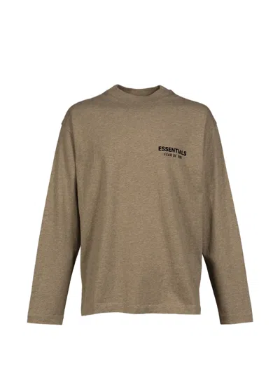 Essentials Logo-print Long-sleeve T-shirt In Brown