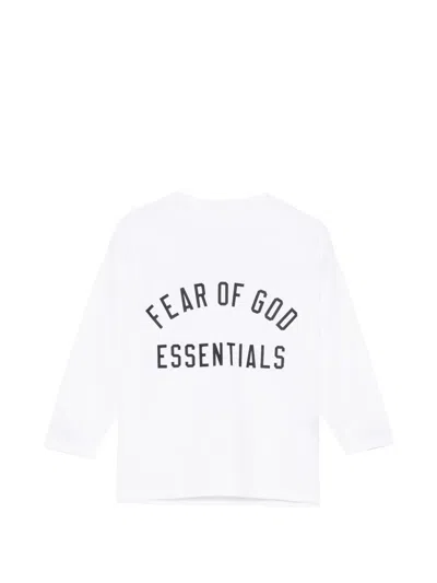 Essentials Kids' Logo-print Long-sleeve T-shirt In White