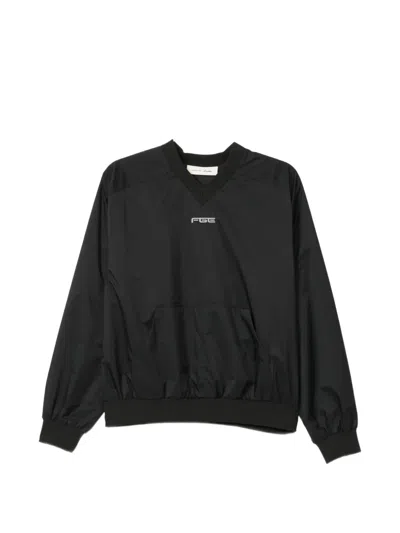 Essentials Logo-print V-neck Sweatshirt In Blue
