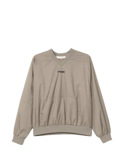 Essentials Logo-print V-neck Sweatshirt In Brown