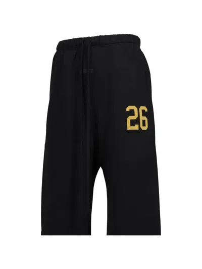 Essentials Logo-print Wide-leg Track Pants In Black